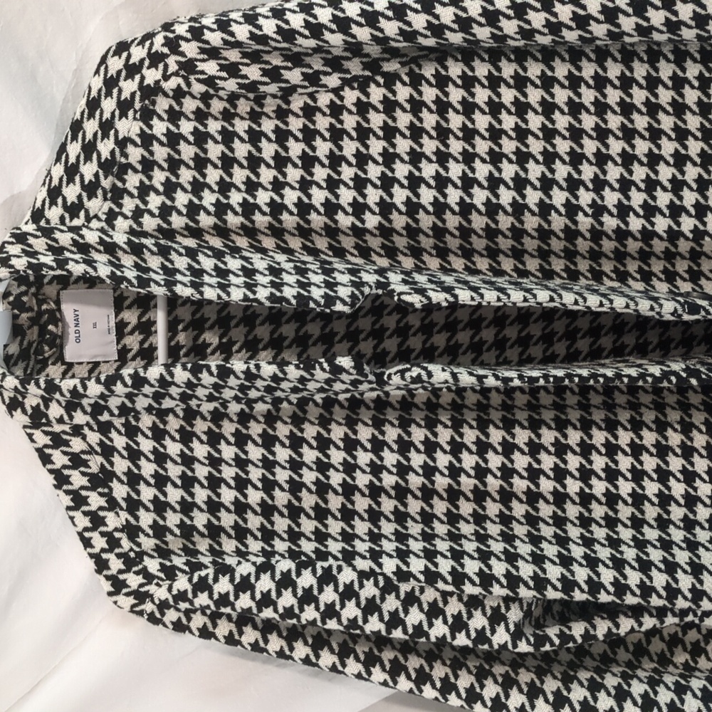 Old Navy | Over Coat Generous Cut Black Off-White Unlined | XXL